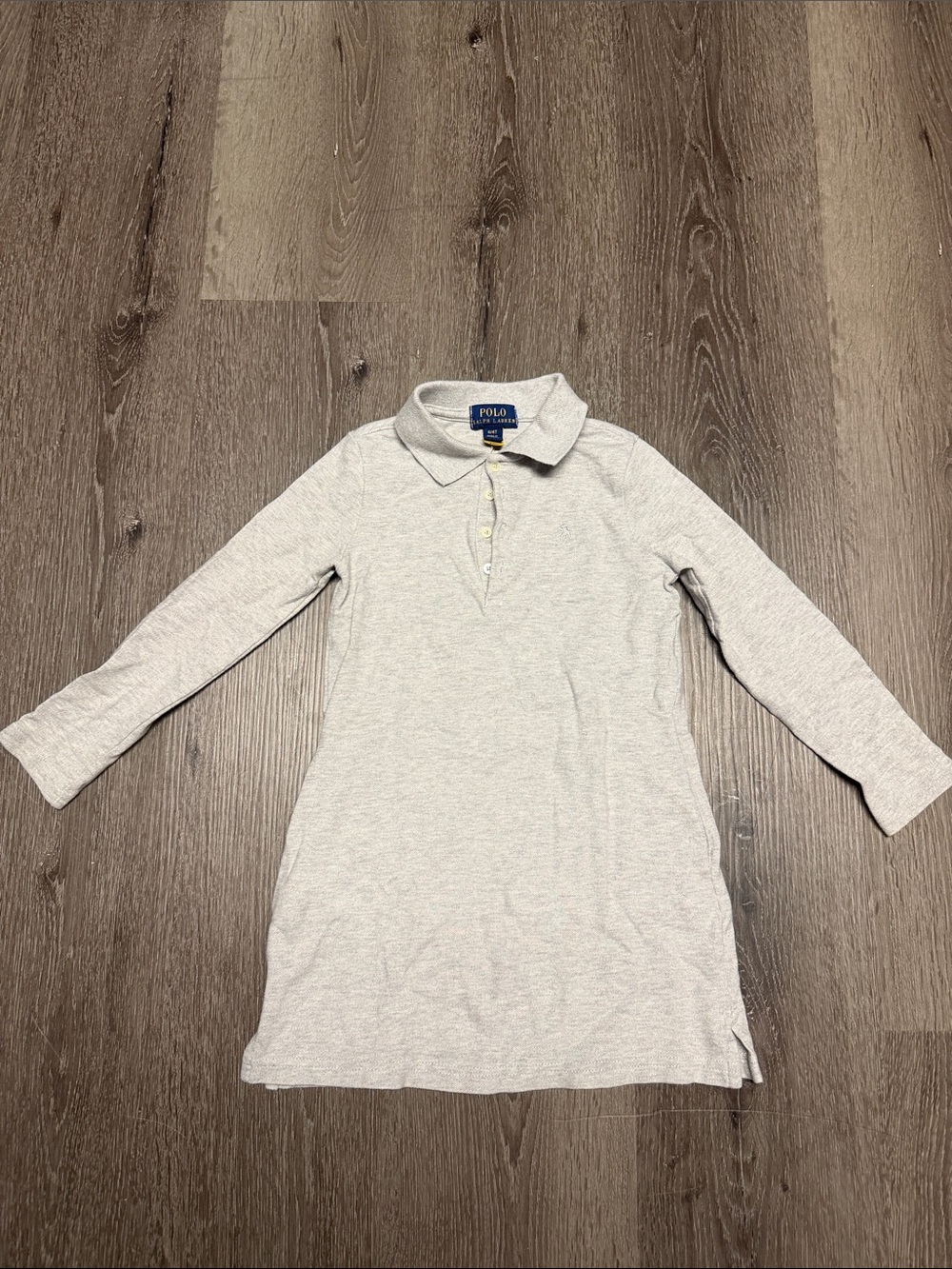 Girls Polo Ralph Lauren Heather Gray Long-Sleeve Polo Dress Sz 4T